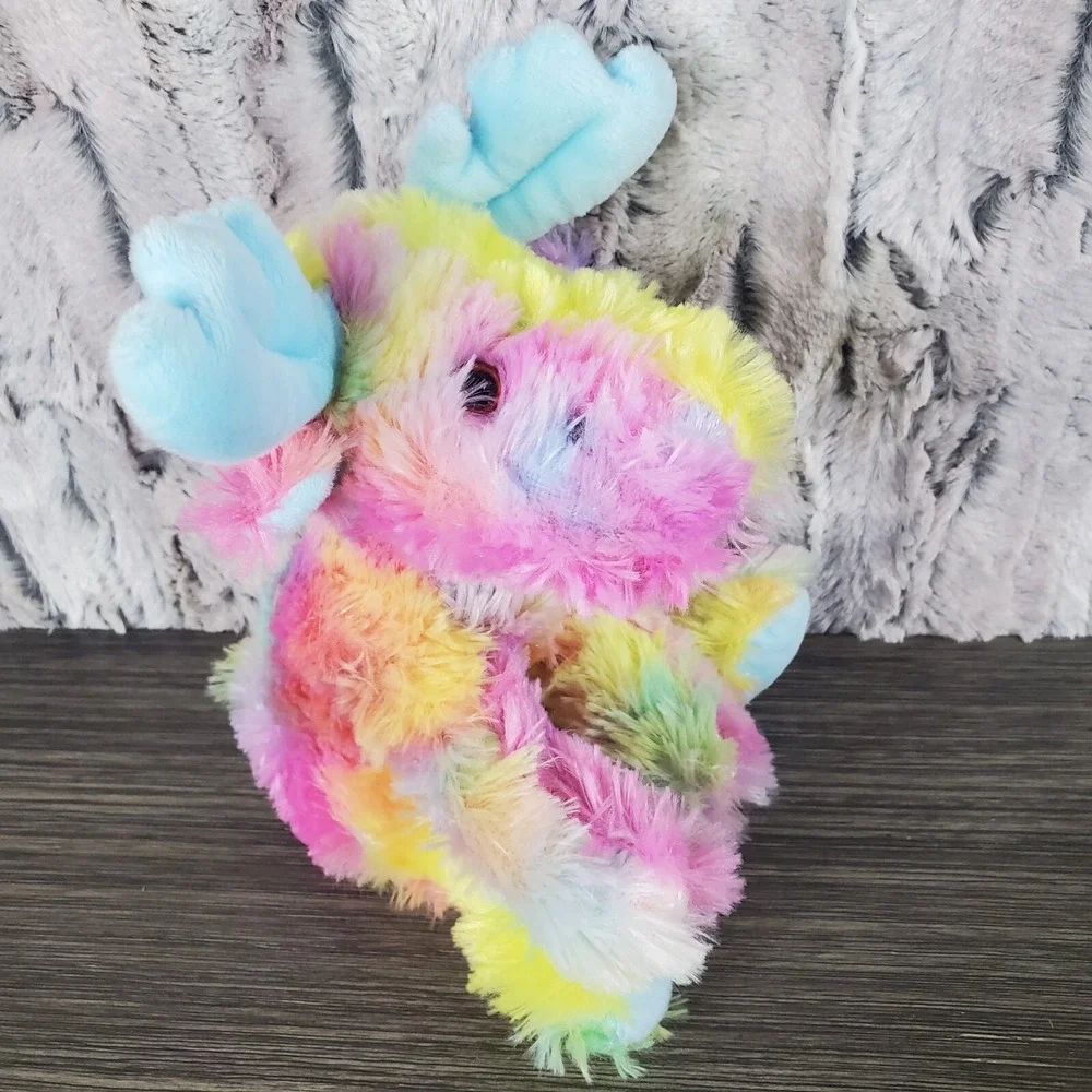 Pastel Tie Dye Plush Moose Light Blue Antlers 9